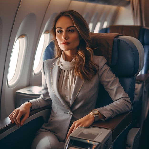 Une femme assise dans un avion avec les mots « air new zealand » sur le côté.