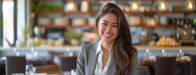 Une femme assise à la table d'un restaurant