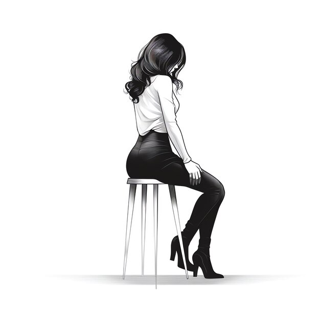 Photo une femme assise sur un tabouret