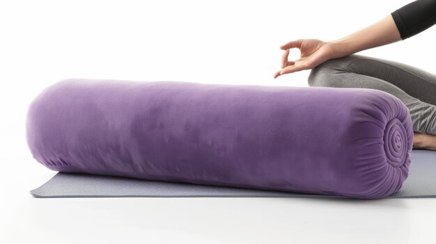 Une femme assise sur un tapis de yoga