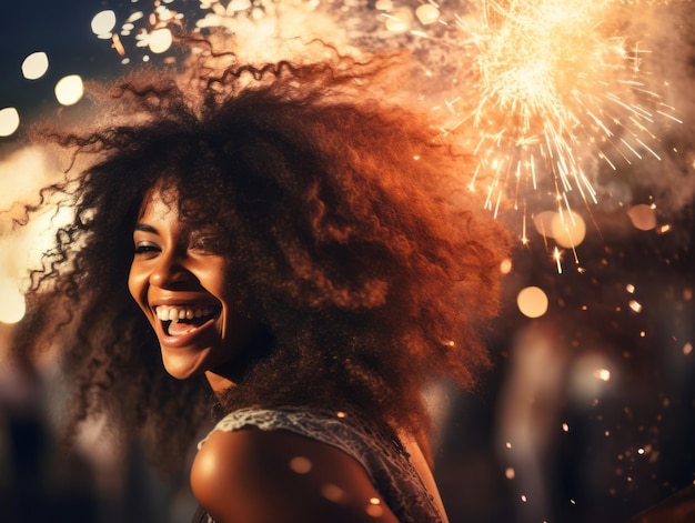 Femme assistant à une fête du Nouvel An dans une robe élégante