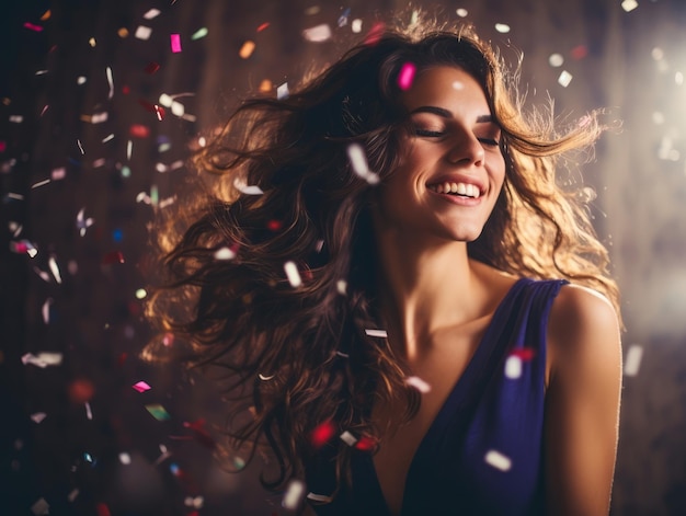 Femme assistant à une fête du Nouvel An dans une robe élégante