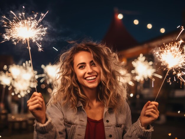 Femme assistant à une fête du Nouvel An dans une robe élégante