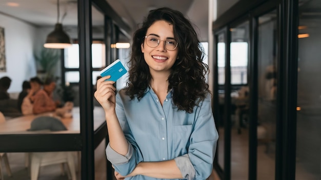 Une femme attentionnée avec une carte de crédit.