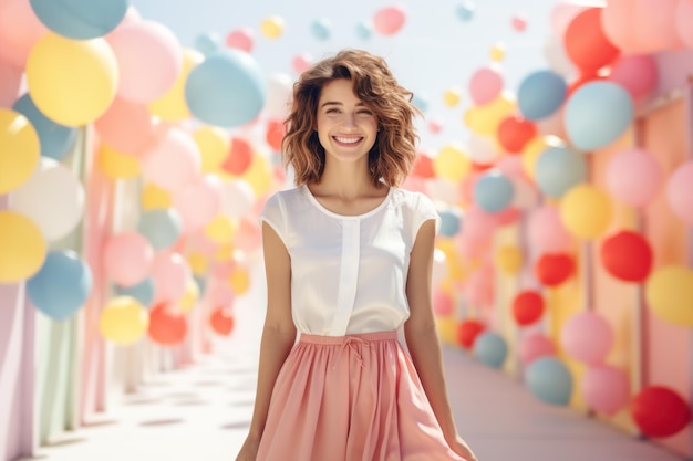 Une femme attrayante sur un fond coloré pastel