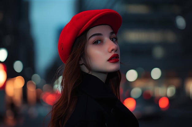 Photo la femme au chapeau rouge dans une capture élégante