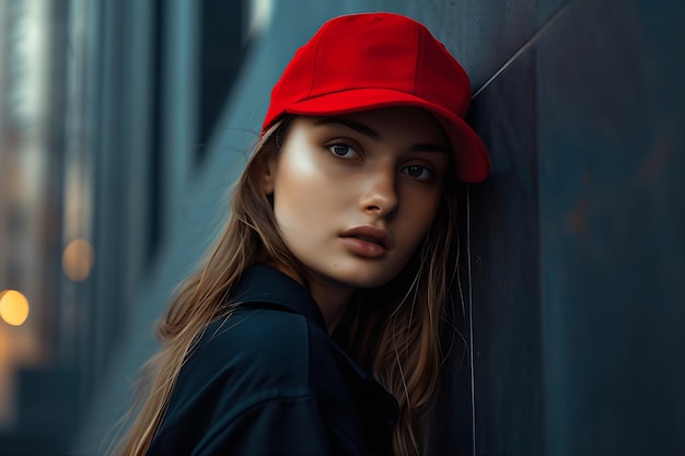 La femme au chapeau rouge dans une capture élégante