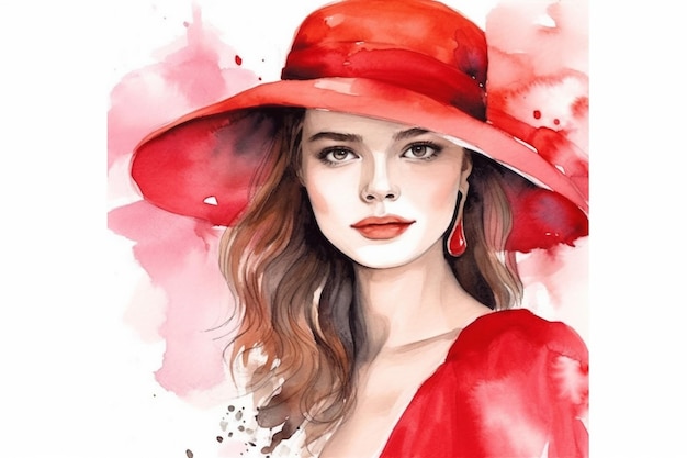 Photo une femme au chapeau rouge