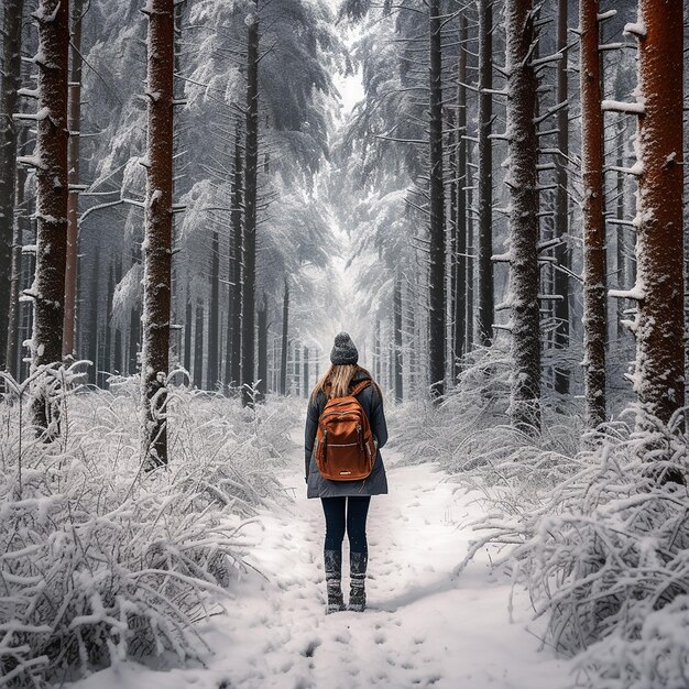 Une femme au chaud en hiver