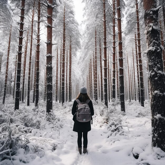 Une femme au chaud en hiver