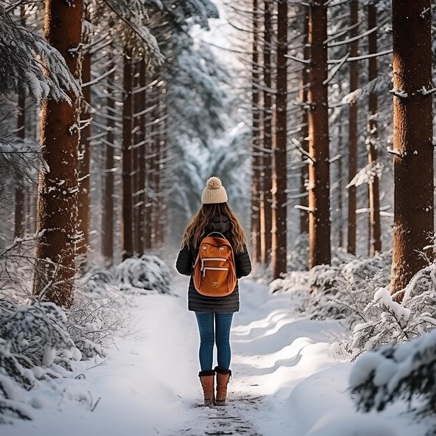 Une femme au chaud en hiver