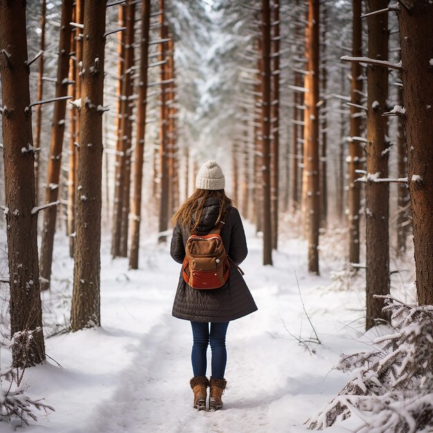 Une femme au chaud en hiver