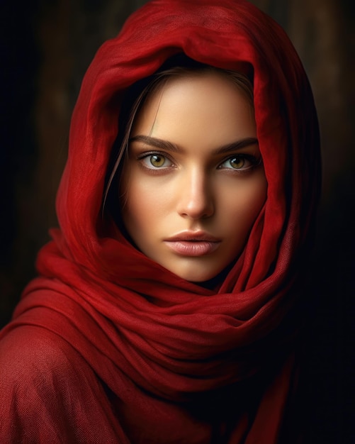 Une femme au foulard rouge