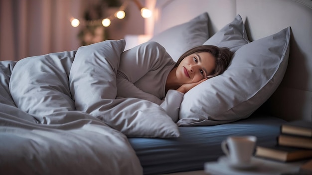 Une femme au lit.