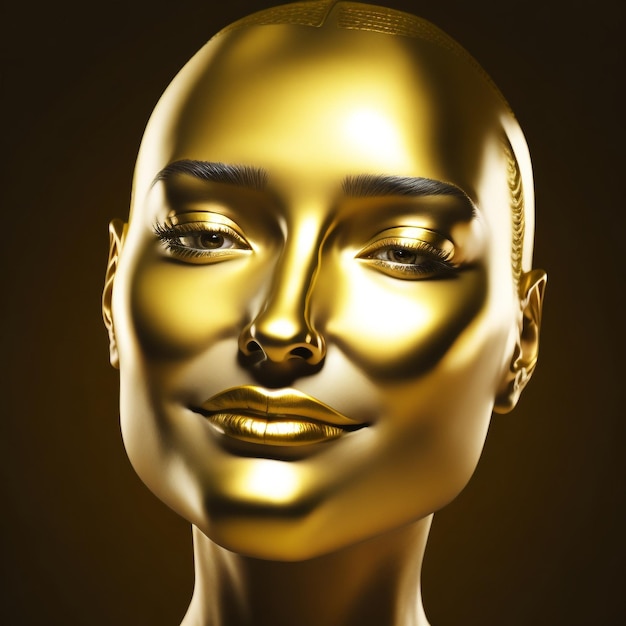Photo femme au visage doré souriant vue de face