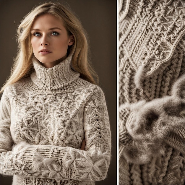 Photo une femme aux cheveux blonds portant un pull avec un pull dessus.