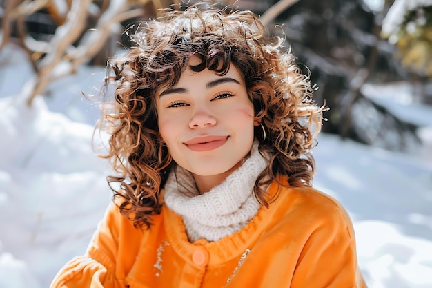 Une femme aux cheveux bouclés.