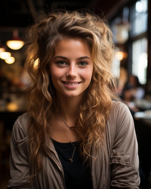 Une femme aux cheveux bouclés