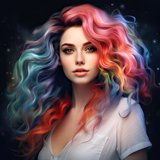 une femme aux cheveux colorés