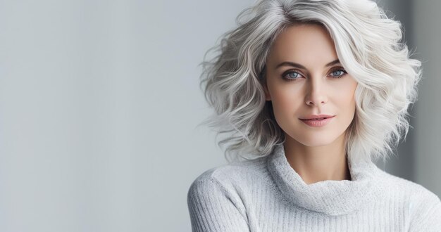 Photo une femme aux cheveux gris posant pour une photo