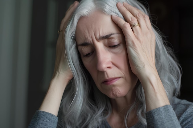 Une femme aux cheveux gris.