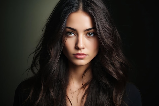 Photo une femme aux cheveux longs et aux yeux bleus posant pour une photo ai générative