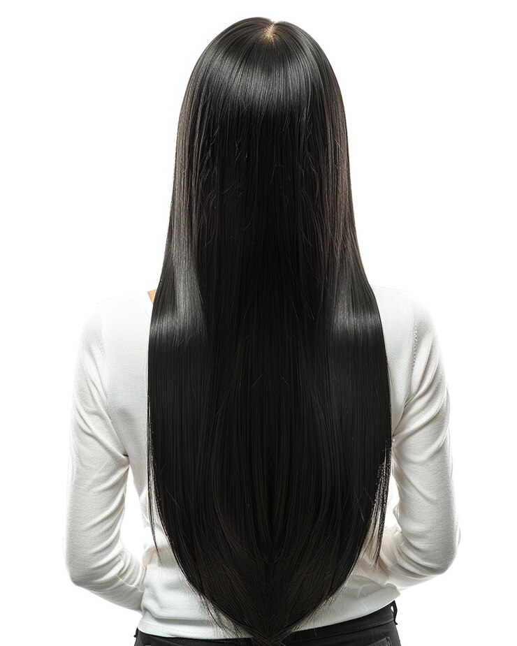 Photo une femme aux cheveux longs avec un fond blanc