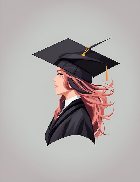 Une femme aux cheveux longs portant une casquette de graduation.