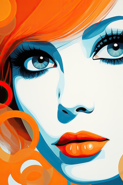 Une femme aux cheveux orange et aux yeux bleus