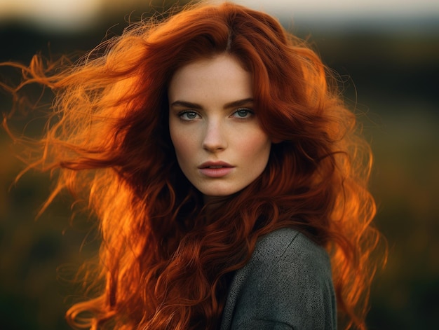 Une femme aux cheveux rouges