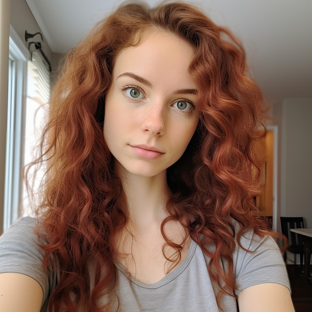 Une femme aux cheveux rouges