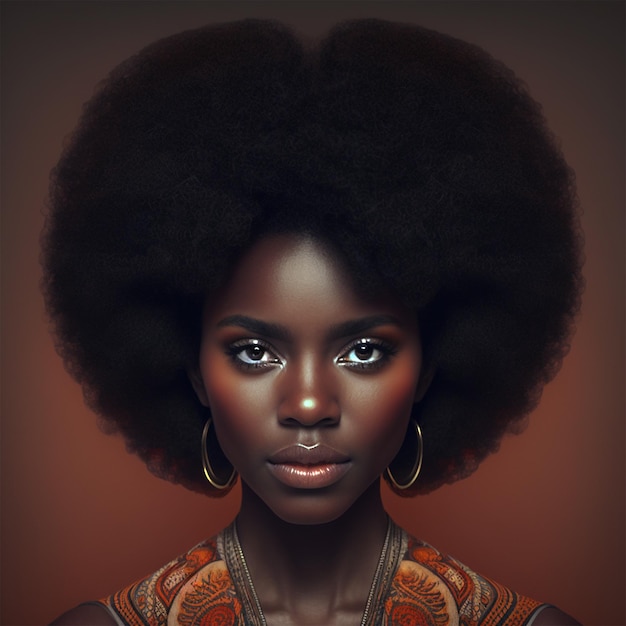 Une femme aux gros cheveux afro