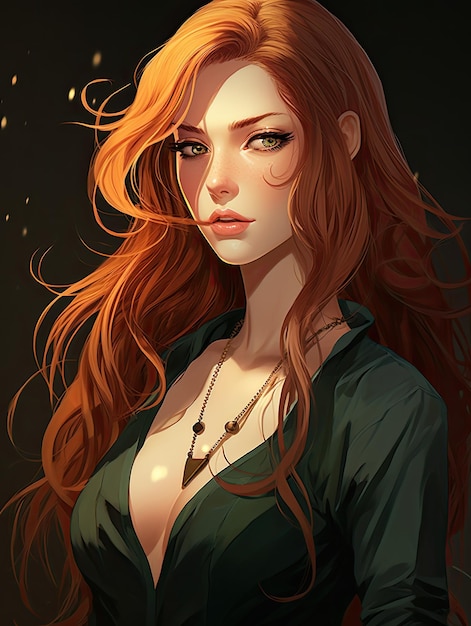 une femme aux longs cheveux roux