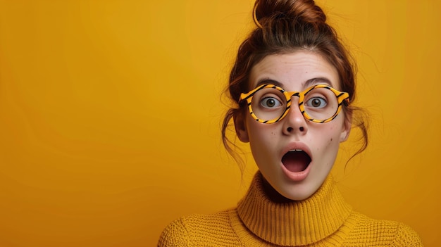 Photo une femme aux lunettes fait une grimace étonnée