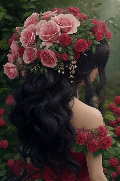 Femme aux roses