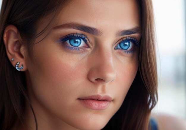 Photo une femme aux yeux bleus perçants