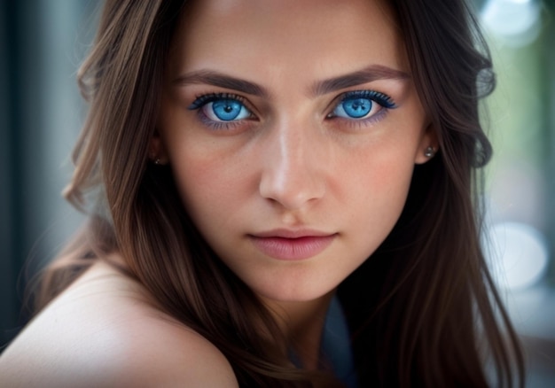 Photo une femme aux yeux bleus perçants