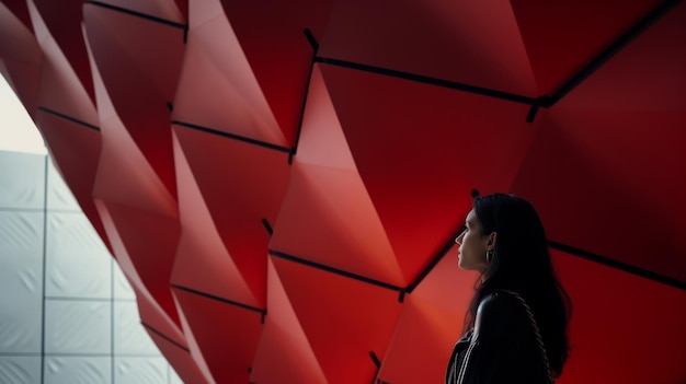 Photo femme aux yeux fermés devant le mur