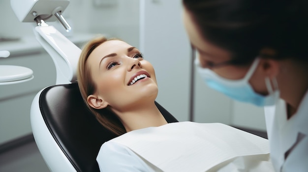 Femme ayant des dents examinées chez le dentiste