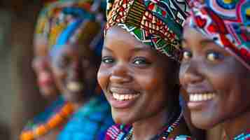 Photo une femme avec un bandeau coloré est souriante