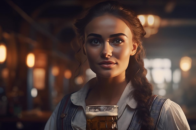 Femme barman bière alcool Barista femme générer Ai