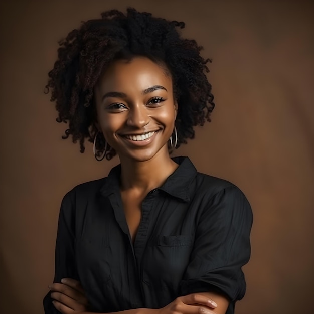 femme de beauté afro avec un sourire sur son visage