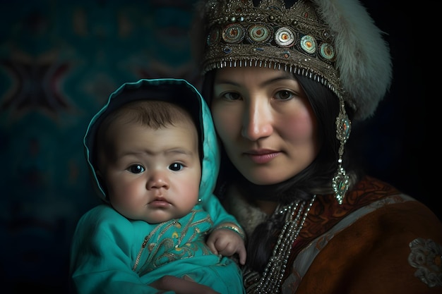 Une femme et un bébé tiennent un bébé.