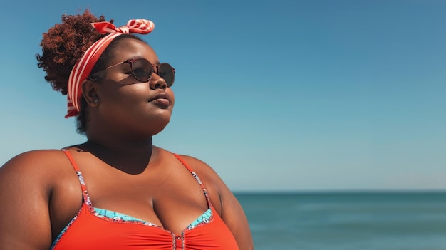 Une femme en bikini sur la plage