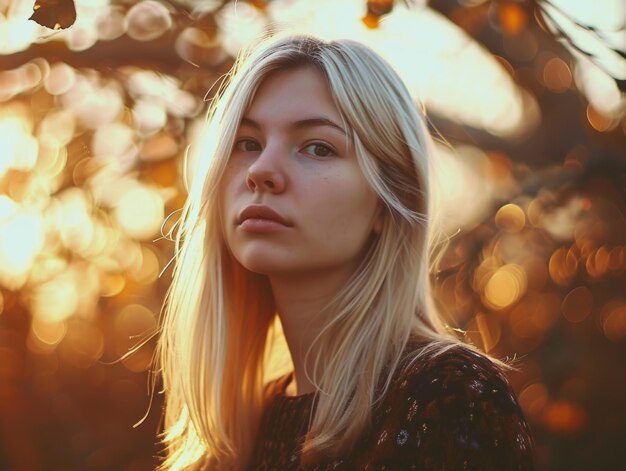 Femme blanche adulte photoréaliste avec illustration vintage de cheveux raides blonds