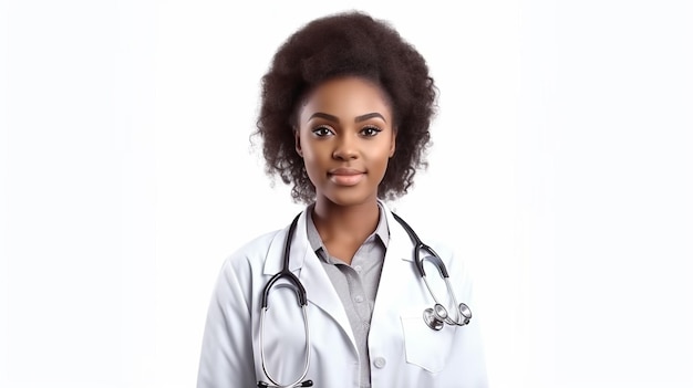 Une femme en blouse de laboratoire avec un stéthoscope autour du cou