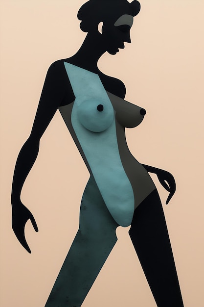 Une femme avec un body bleu et noir et un body noir et bleu.