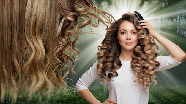 Photo une femme en bonne santé montre son pinceau avec des cheveux longs endommagés