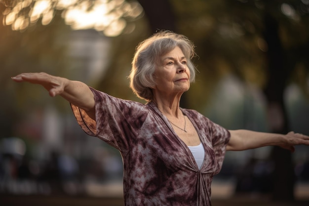 Une femme avec les bras tendus, les bras tendus et les bras tendus.