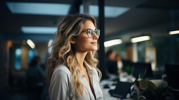 Femme, bureau, environnement